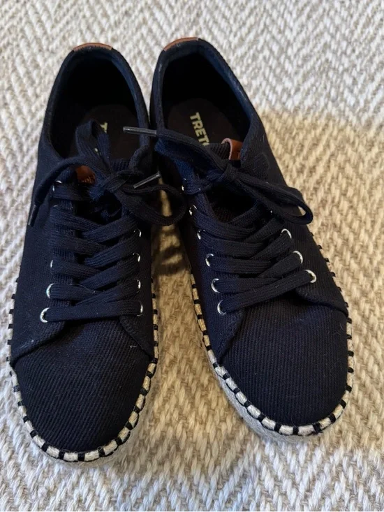 Tretorn Eve Black/Kona Tan Canvas Espadrille Sneakers | Size 8 - Picture 2 of 6